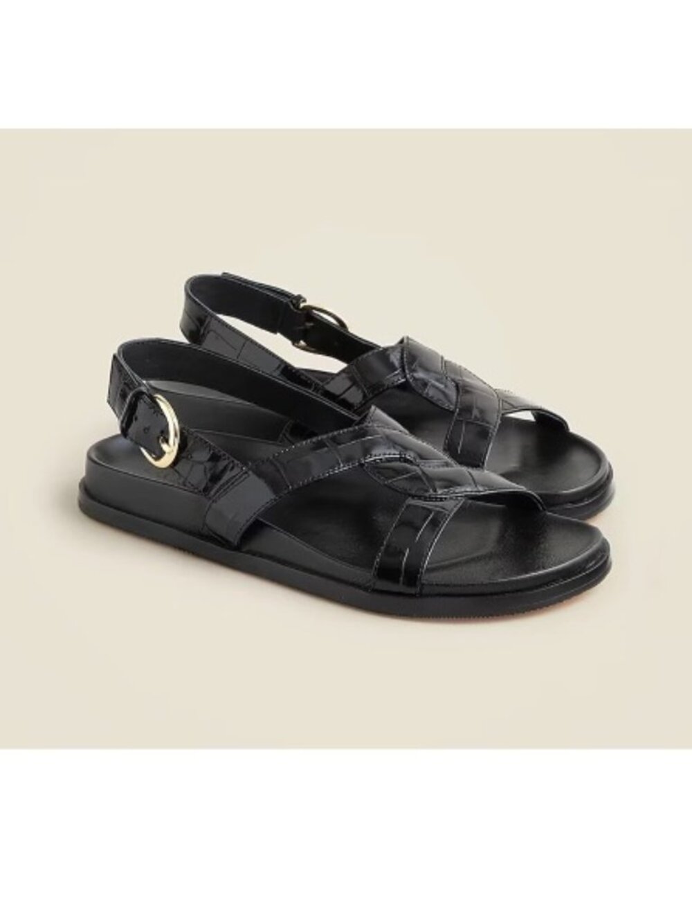 J. Crew Colbie cross strap sandals in Italian croc embossed leather (NWT)